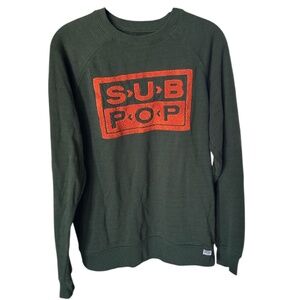 Vintage Sub Pop “Sub Fuzz” Crewneck Sweatshirt – Hunter Green & Orange – Size M